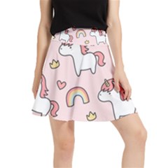 Cute-unicorn-rainbow-seamless-pattern-background Waistband Skirt by Salman4z