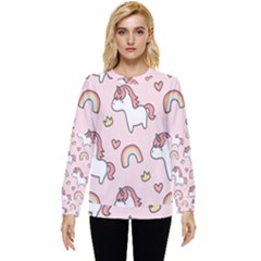 Cute-unicorn-rainbow-seamless-pattern-background Hidden Pocket Sweatshirt