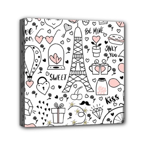 Big-collection-with-hand-drawn-objects-valentines-day Mini Canvas 6  X 6  (stretched) by Salman4z