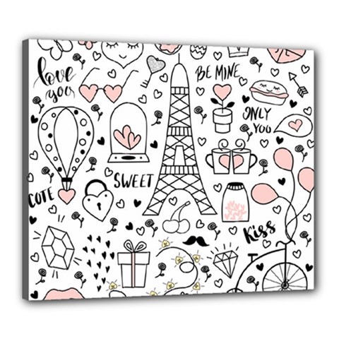 Big-collection-with-hand-drawn-objects-valentines-day Canvas 24  X 20  (stretched) by Salman4z