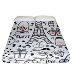 Big-collection-with-hand-drawn-objects-valentines-day Fitted Sheet (queen Size) by Salman4z