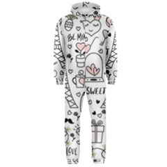 Big-collection-with-hand-drawn-objects-valentines-day Hooded Jumpsuit (men)