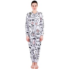 Big-collection-with-hand-drawn-objects-valentines-day Onepiece Jumpsuit (ladies)