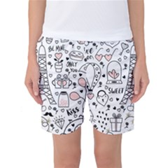 Big-collection-with-hand-drawn-objects-valentines-day Women s Basketball Shorts by Salman4z