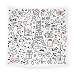 Big-collection-with-hand-drawn-objects-valentines-day Square Tapestry (large)