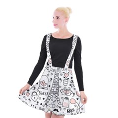 Big-collection-with-hand-drawn-objects-valentines-day Suspender Skater Skirt by Salman4z