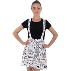 Big-collection-with-hand-drawn-objects-valentines-day Velvet Suspender Skater Skirt by Salman4z