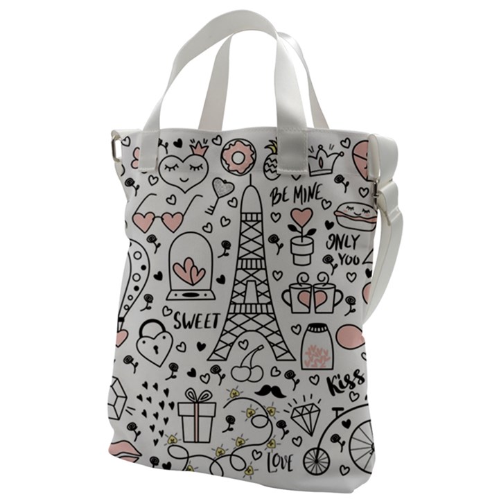 Big-collection-with-hand-drawn-objects-valentines-day Canvas Messenger Bag