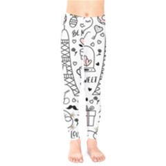 Big-collection-with-hand-drawn-objects-valentines-day Kids  Classic Winter Leggings