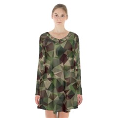 Abstract-vector-military-camouflage-background Long Sleeve Velvet V-neck Dress