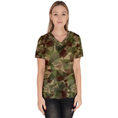 Abstract-vector-military-camouflage-background Women s V-neck Scrub Top by Salman4z