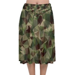 Abstract-vector-military-camouflage-background Velvet Flared Midi Skirt