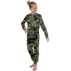 Abstract-vector-military-camouflage-background Kids  Long Sleeve Set 