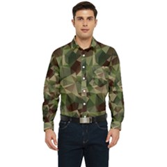 Abstract-vector-military-camouflage-background Men s Long Sleeve Pocket Shirt  by Salman4z