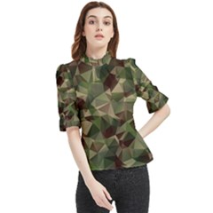 Abstract-vector-military-camouflage-background Frill Neck Blouse