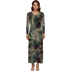 Abstract-vector-military-camouflage-background Long Sleeve Longline Maxi Dress by Salman4z