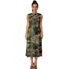 Abstract-vector-military-camouflage-background Sleeveless Round Neck Midi Dress by Salman4z