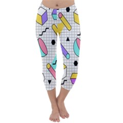 Tridimensional-pastel-shapes-background-memphis-style Capri Winter Leggings 