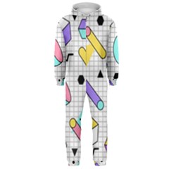 Tridimensional-pastel-shapes-background-memphis-style Hooded Jumpsuit (men)