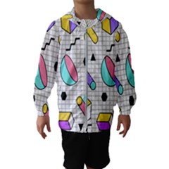 Tridimensional-pastel-shapes-background-memphis-style Kids  Hooded Windbreaker