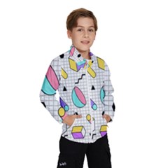 Tridimensional-pastel-shapes-background-memphis-style Kids  Windbreaker