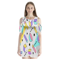 Tridimensional-pastel-shapes-background-memphis-style Shoulder Cutout Velvet One Piece