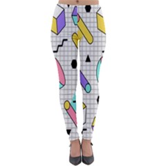 Tridimensional-pastel-shapes-background-memphis-style Lightweight Velour Leggings by Salman4z