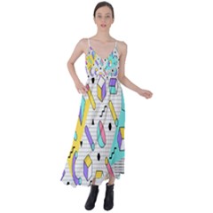 Tridimensional-pastel-shapes-background-memphis-style Tie Back Maxi Dress by Salman4z