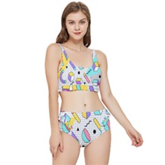 Tridimensional-pastel-shapes-background-memphis-style Frilly Bikini Set by Salman4z