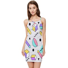 Tridimensional-pastel-shapes-background-memphis-style Summer Tie Front Dress by Salman4z