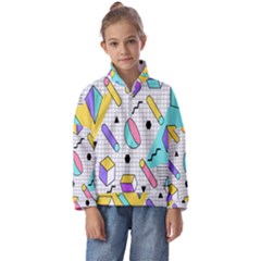 Tridimensional-pastel-shapes-background-memphis-style Kids  Half Zip Hoodie