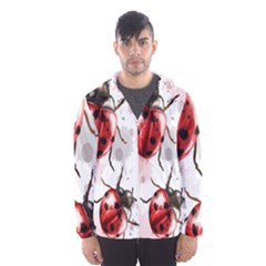 Ladybugs-pattern-texture-watercolor Men s Hooded Windbreaker