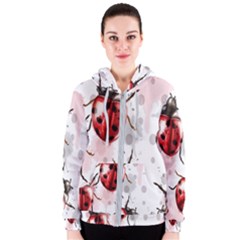 Ladybugs-pattern-texture-watercolor Women s Zipper Hoodie