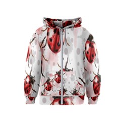 Ladybugs-pattern-texture-watercolor Kids  Zipper Hoodie