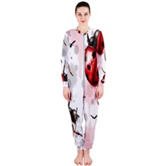 Ladybugs-pattern-texture-watercolor Onepiece Jumpsuit (ladies)