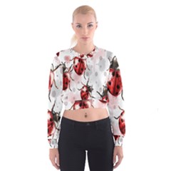 Ladybugs-pattern-texture-watercolor Cropped Sweatshirt