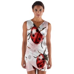 Ladybugs-pattern-texture-watercolor Wrap Front Bodycon Dress by Salman4z