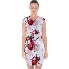 Ladybugs-pattern-texture-watercolor Capsleeve Drawstring Dress  by Salman4z