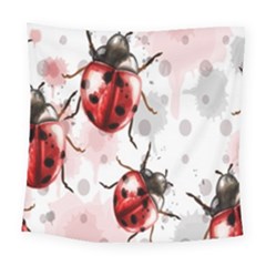 Ladybugs-pattern-texture-watercolor Square Tapestry (large)