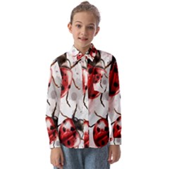 Ladybugs-pattern-texture-watercolor Kids  Long Sleeve Shirt by Salman4z