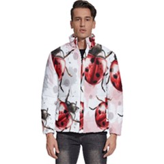 Ladybugs-pattern-texture-watercolor Men s Puffer Bubble Jacket Coat by Salman4z