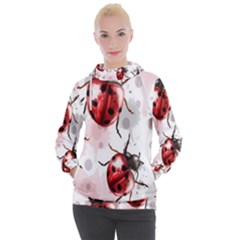 Ladybugs-pattern-texture-watercolor Women s Hooded Pullover