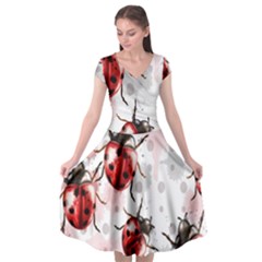 Ladybugs-pattern-texture-watercolor Cap Sleeve Wrap Front Dress by Salman4z