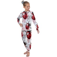 Ladybugs-pattern-texture-watercolor Kids  Long Sleeve Set 