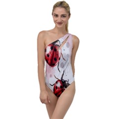 Ladybugs-pattern-texture-watercolor To One Side Swimsuit by Salman4z