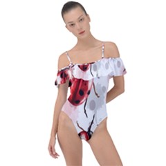 Ladybugs-pattern-texture-watercolor Frill Detail One Piece Swimsuit by Salman4z