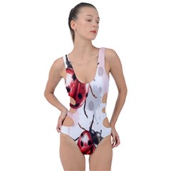 Ladybugs-pattern-texture-watercolor Side Cut Out Swimsuit by Salman4z