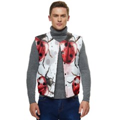 Ladybugs-pattern-texture-watercolor Men s Short Button Up Puffer Vest	