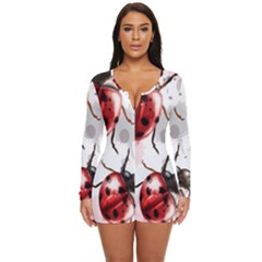 Ladybugs-pattern-texture-watercolor Long Sleeve Boyleg Swimsuit by Salman4z