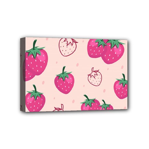 Seamless-strawberry-fruit-pattern-background Mini Canvas 6  X 4  (stretched) by Salman4z